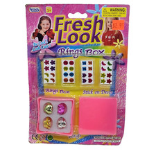 VINTAGE 1990's ARCADY FRESH LOOK RINGS BOX W/ RING EARRINGS NEW SEALED KIDS
