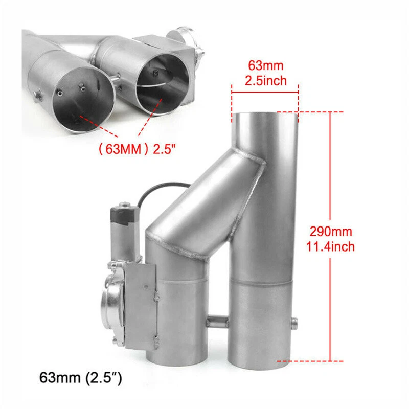 2.5'' Double Electric Exhaust Y Pipe Dual Control Valve Kit Remote Switch - Image 2 of 4