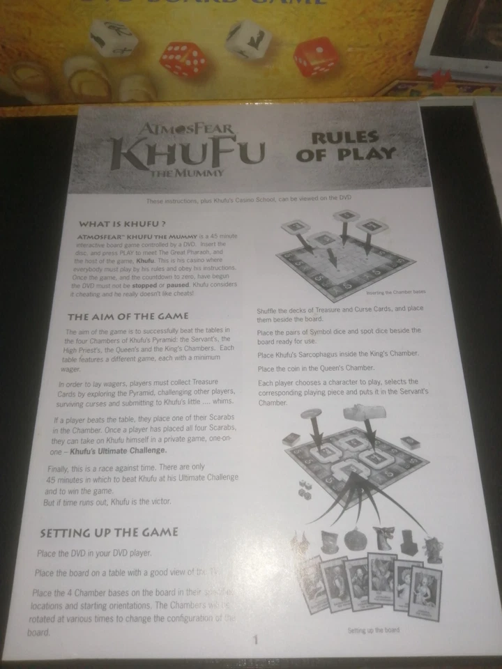 Atmosfear KHUFU The Mummy DVD board game Vivid Family Fun Home 100% complete  - Image 4 of 4