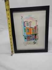 Original Watercolor Paintings Artist Signed. Store front / Cats