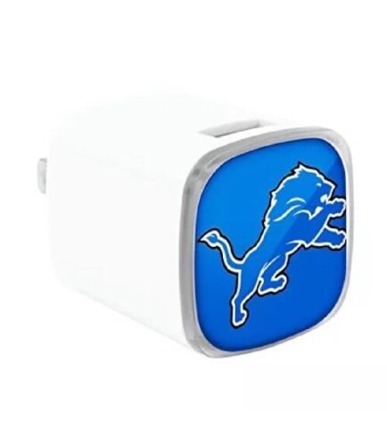 NFL Detroit Lions Big Logo DOUBLE chargeur mural USB, petit, blanc - Photo 1 sur 3