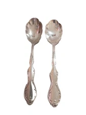 Wm Rogers MFG Co. Extra Plate "Original Rogers" Sugar/ Berry Spoons 6" (2)