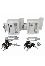 2 White RV Paddle Entry Door Lock Latch Handle Knob Deadbolt Camper Trailer
