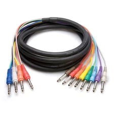 Hosa STP-802 2M (6.6') 4 Channel 1/4" Insert Snake TRS to Dual TS Patch Snake