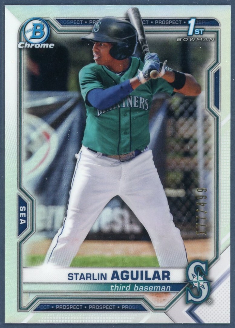Starlin Aguilar 2021 Bowman Chrome #BCP-249 1st Refractor Seattle Mariners /499