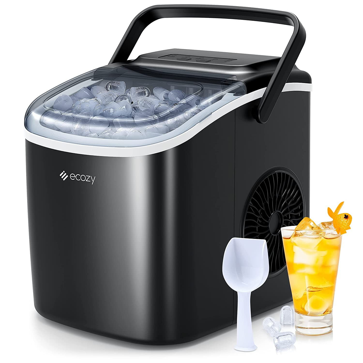 ecozy Portable Countertop Ice Maker - 9 Cubes in 6 Minutes, 26 lbs Daily...
