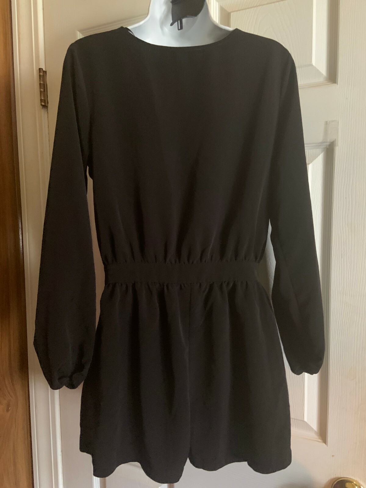 One Clothing Los Angeles Womens Black Romper VNeck Zip Pockets Size S