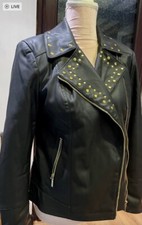 Julien Macdonald Faux Leather Biker Jacket Black Fully Lined