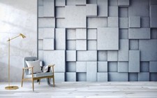 3D Grey Square Shape G16740 Wallpaper Wall Murals Removable Self-adhesive Honey
