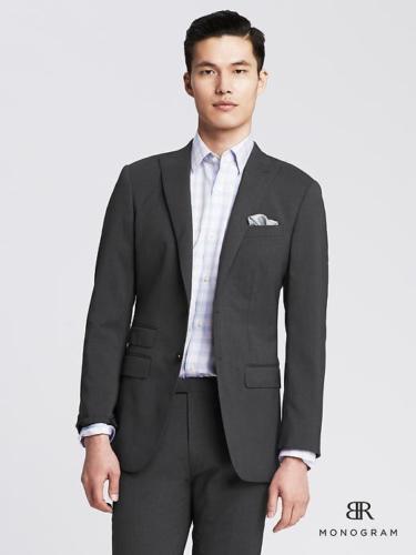 Banana Republic BR Monogram Gray Micro-Stripe Wool Blend
