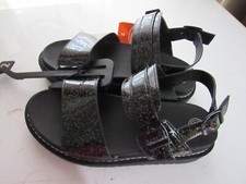 New Wonder Nation Fashion Flatform Girls Sandals Size 2 Black Glitter Buckle