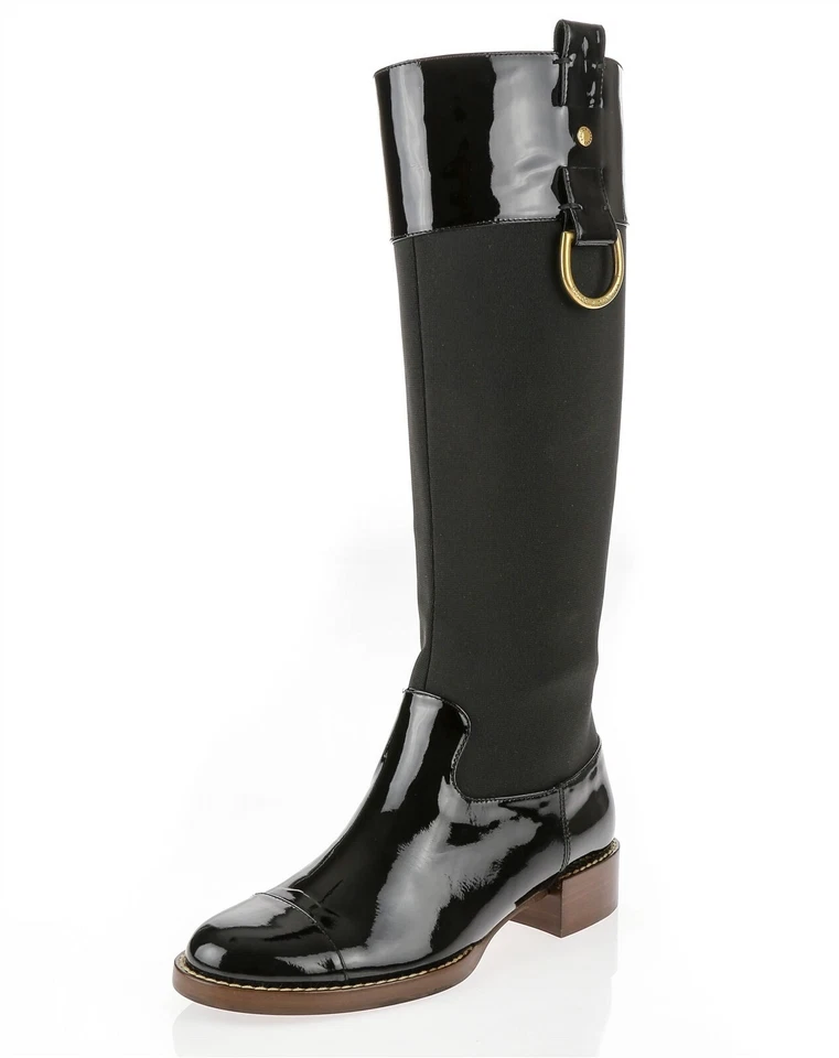 Botas de montar Dolce & Gabbana negras altas charol talla 36 $1236 Foto 2 de 4