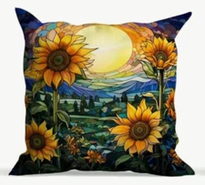 Sunflower Tuscany Valley Sunrise Spring Throw Pillow Cover Holiday Home Decor