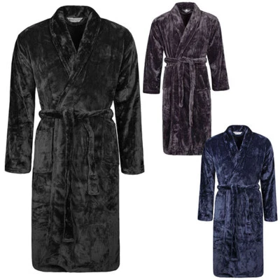 Heat Holders - Mens Soft Fleece Thermal Dressing Gown with Pockets