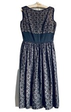 Vintage Jerry Gilden lace and taffeta black party dress 1950s small 6 tea-length