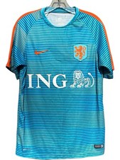 MENS M NIKE DRI-FIT KNVB NETHERLANDS NEDERLAND HOLLAND SOCCER JERSEY BLUE ORANGE