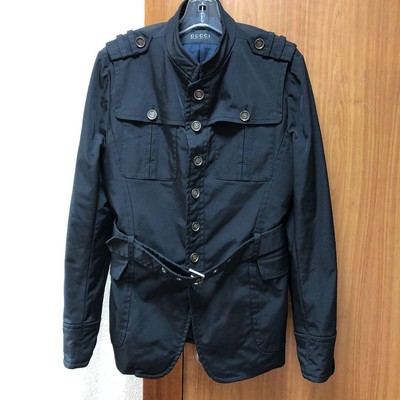 GUCCI Military Jacket Blouson Coat Men Size 48 Slim Black From 