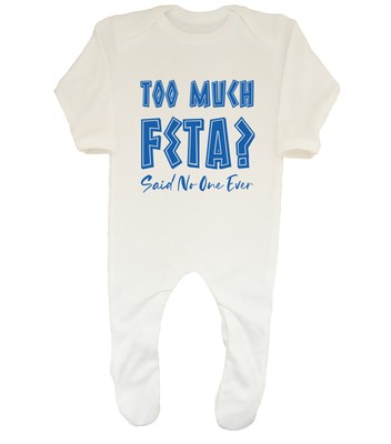 Love Feta Cheese Baby Grow Sleepsuit Too Much Feta Said No One Ever Boys Girls