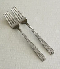 International Silver Stainless USA INS168 2 Dinner Forks Glossy Textured
