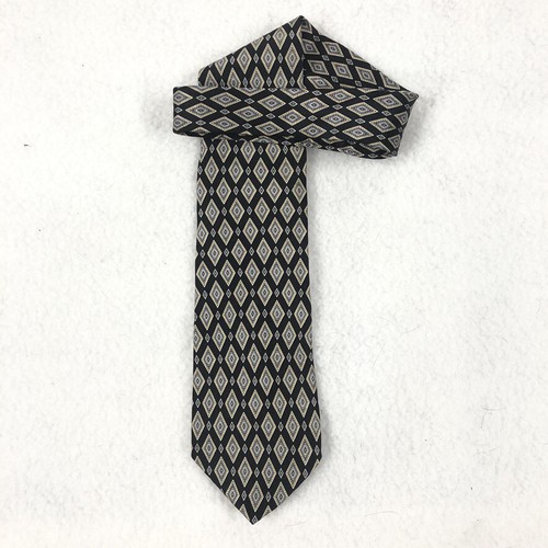 Roundtree Yorke Neck Tie Men Long 100 Silk Black Yellow Geometrical Made USA - Picture 11 of 12