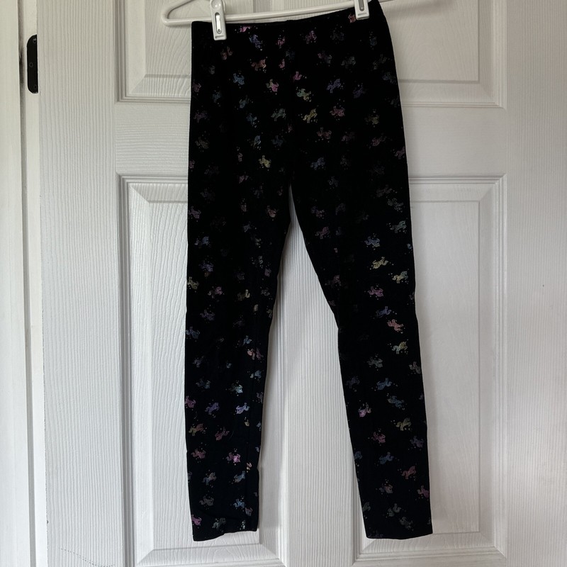 Vigoss Girls Leggings Size L(14) Black With Multicolored Unicorns