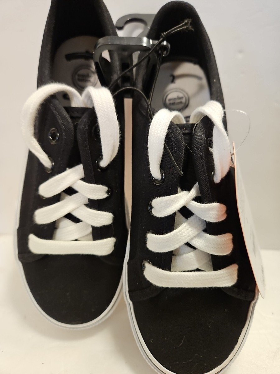 Canvas Sneakers B And W Shoes Wonder Nation Casual Canvas Girls