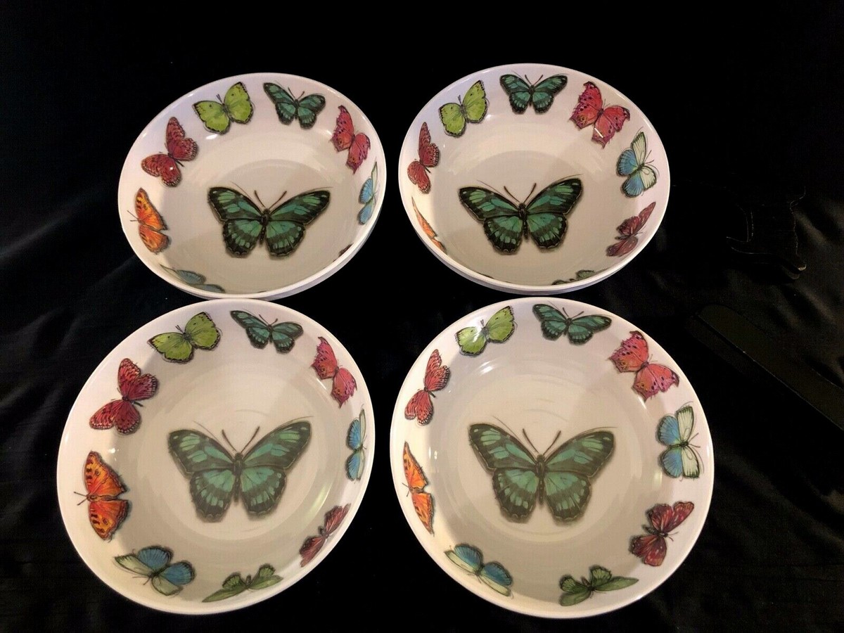 SET OF MAISON BUTTERFLY ART DESIGN MELAMINE PASTA BOWLS BRAND NEW