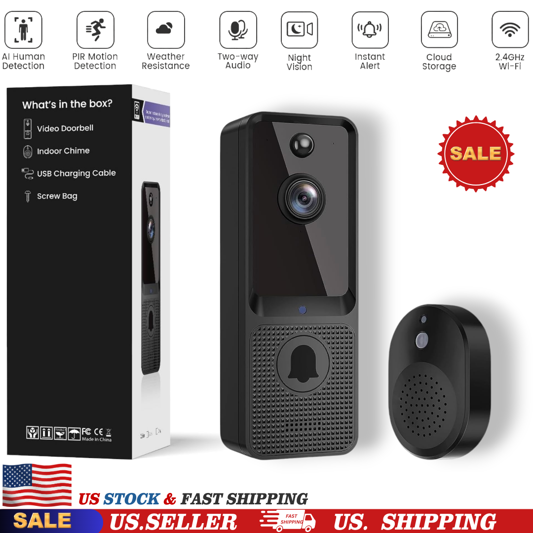 Video Doorbell Camera Wireless Chime Ringer Smart AI Human Detection In& Outdoor-image