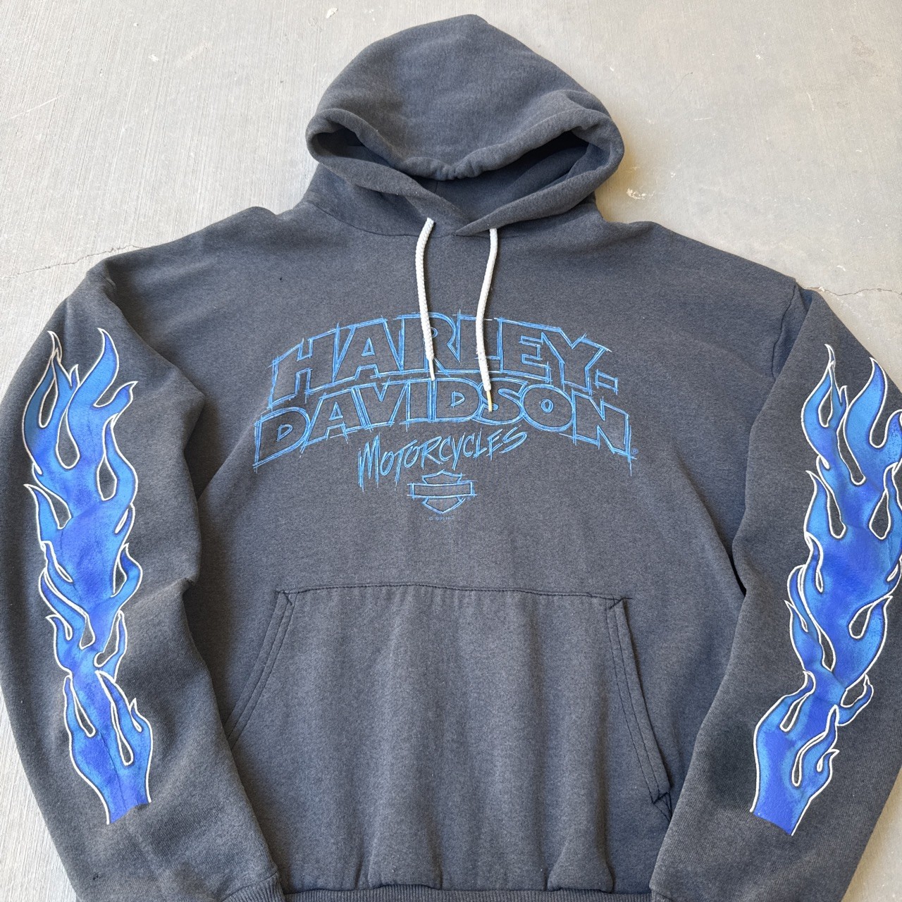 希少 90's HARLEY DAVIDSON フレイム パーカー TULTEX Rare Vintage 90's Harley Davidson Flame Sleeve Hoodie… - Gem