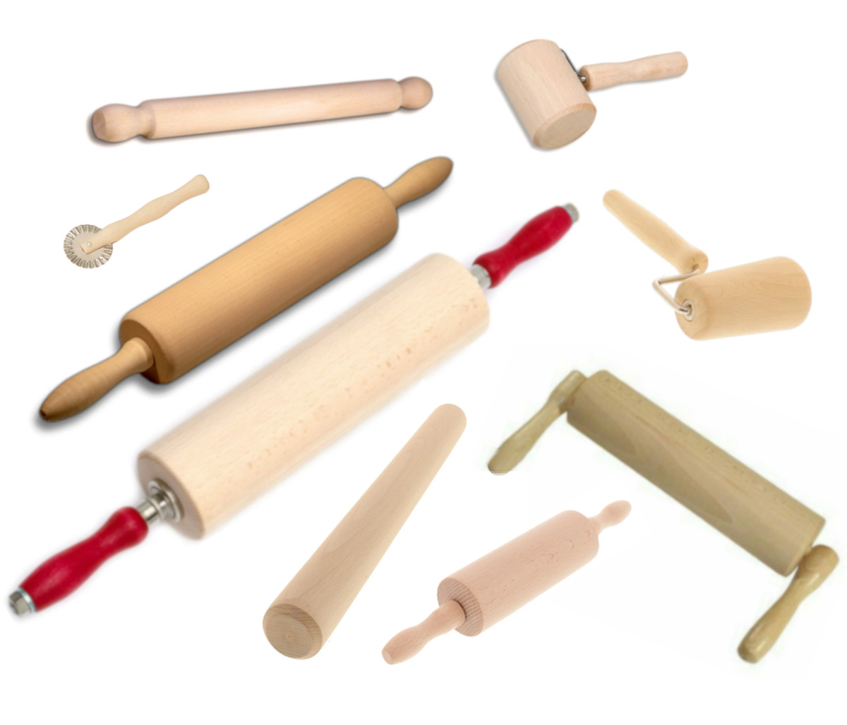 Teigrolle Nudelholz Roller Pizzarolle Rolle Teigroller Holz Eckroller Walze Holz