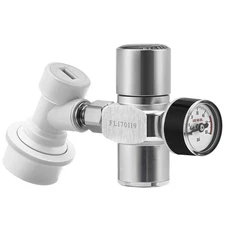 Keg Charger Regulator, Upgraded 0-60PSI Pressurized Beer Mini Keg Regulator w...