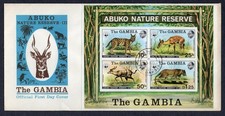 WWF FAUNA ABUKO RISERVA NATURALE ANIMALI S/S 1976 GAMBIA LOCALE FDC