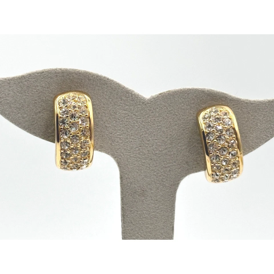 Pendientes de clip pavé diamantes de imitación Christian Dior vintage raros nuevos con etiquetas Foto 2 de 4