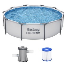 Bestway Steel ProMAX 10'x30" Above Ground Outdoor Swimming Pool w/Pump Open Box