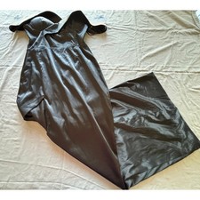 Fashion Nova Black Satin Off The Shoulder Maxi Dress High Slit Large Formal Gown