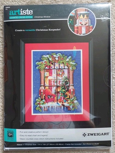 ARTISTE "Christmas Window" Counted Cross Stitch Kit # 1088582 NEW with FREE S&H!