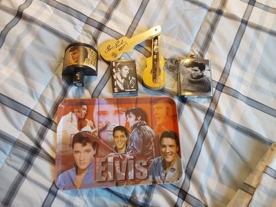 NEW Lot of 5 ELVIS PRESLEY Collectible Items Tray,Flask,Cards,Nightlight,Pen 