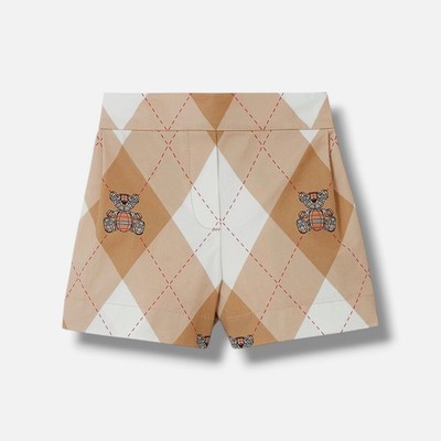 Burberry Baby Girl Beige Nicoletta Thomas Bear Argyle Shorts Pants Size 6M
