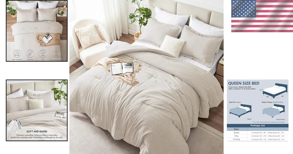 Conjunto de Edredom King Size 3 Peças - Luxo Bege Macio para Aconchegante -Conforto Redondo - Imagem 2 de 4