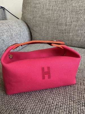 NEW HERMÈS Hibiscus Canvas Palladium Hardware Bride-A-Brac Case PM