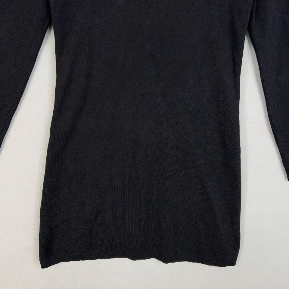 Vintage Banana Republic Dress Womens Medium Black Merino Wool Sweater Knit 90s - Image 3 of 4