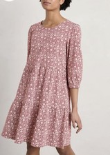Seasalt Heron Dip Dress Red Size 16 Women’s Cotton Midi Summer Dress