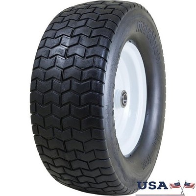Flat Free Tire 16x6.50-8 Turf Tread Non-Marking Solid Foam 3 Hub 400lb Capacity