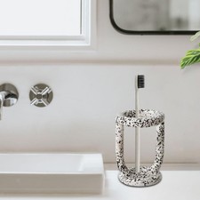 Image of Ceramic Toothbrush Holder Toothbrush Organizer Decorative Space Saving Divided