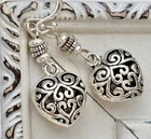 Etched Silver Heart Charm Dangle Earrings. Love. Adore.