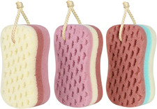 3 Pcs Bath Sponge for Women, Men, Kids, Sponge Loofah Body Scrubber Shower