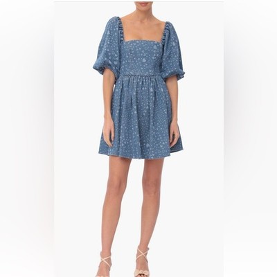Avec Les Files Heart Puff SleeveBabydoll Minidress