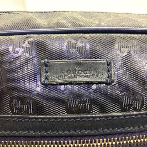 Gucci Shoulder Bag Canvas Leather Navy Silver Hardware GG Pattern Authentic - Picture 19 of 24
