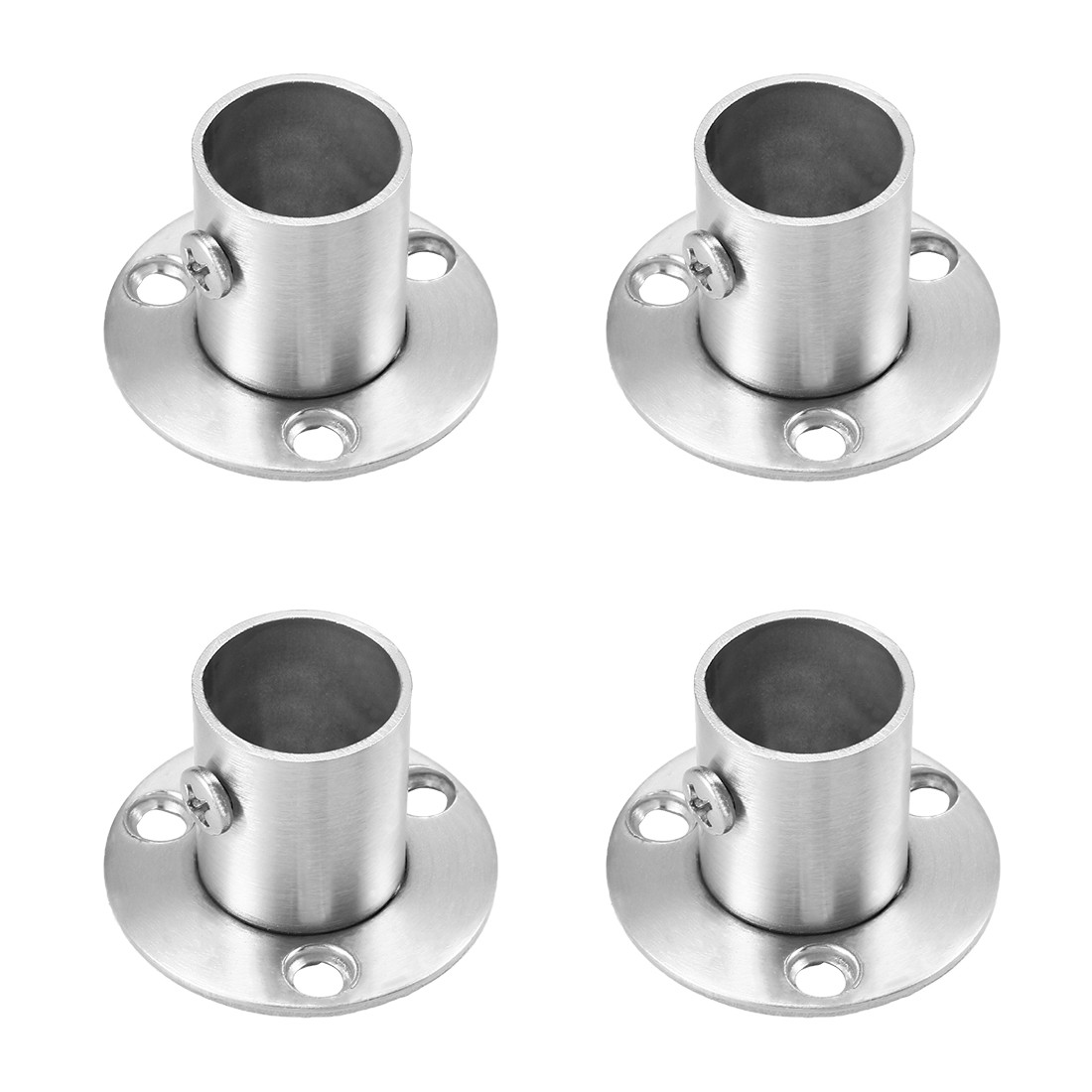 4pcs Wardrobe Pipe Bracket 19mm Dia Wall Mount Hanging Rail Rod Support Socket-image