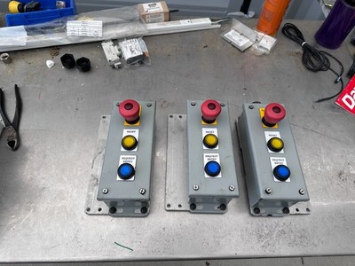 SCE-3PBI Enclosure w/ AB E-Stop, Reset, Request Entry PB Switches - (Lot of 3)